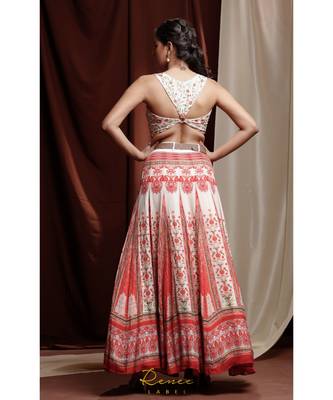 red embroidered silk readymade lehenga cholis 4
