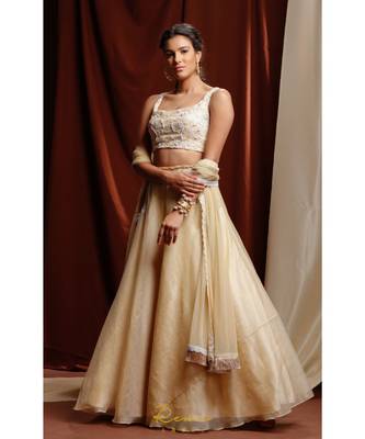 gold embroidered net readymade lehenga cholis 2