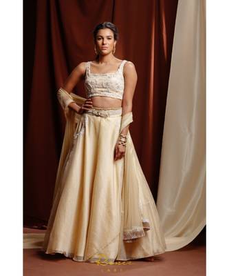 gold embroidered net readymade lehenga cholis 3