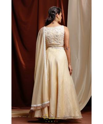 gold embroidered net readymade lehenga cholis 4