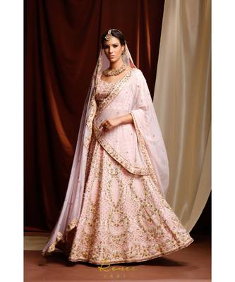 pink embroidered silk readymade lehenga cholis 1
