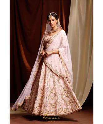 pink embroidered silk readymade lehenga cholis 3
