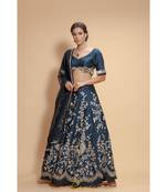 blue embroidered silk readymade lehenga cholis