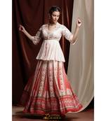 red embroidered silk readymade lehenga cholis