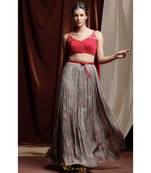 grey embroidered georgette readymade lehenga cholis