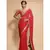 red plain georgette saree with blouse