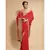 red plain georgette saree with blouse