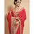 red plain georgette saree with blouse