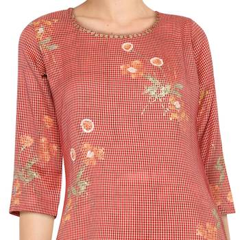 Women's red  Straight Kurta 4