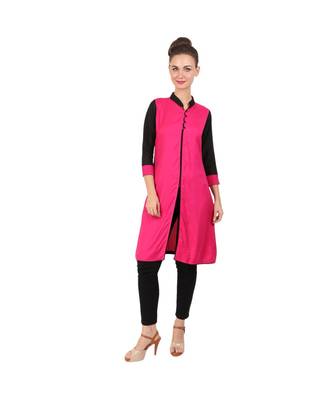 magenta printed rayon kurti 1