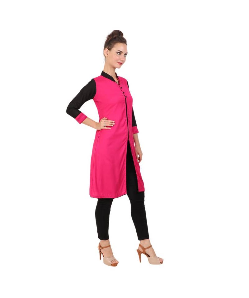 magenta printed rayon kurti