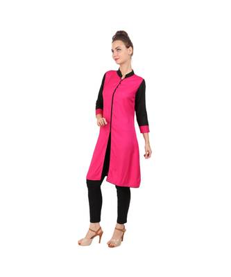 magenta printed rayon kurti 3