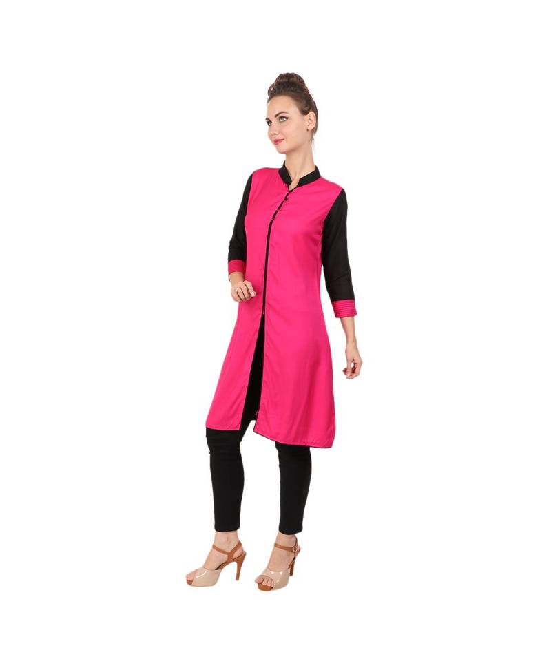 magenta printed rayon kurti
