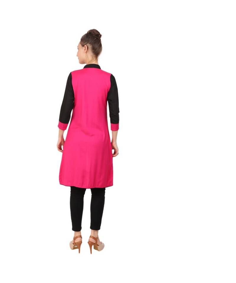 magenta printed rayon kurti