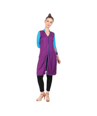 purple printed rayon kurti 1