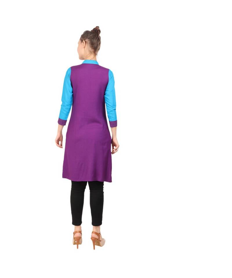 purple printed rayon kurti
