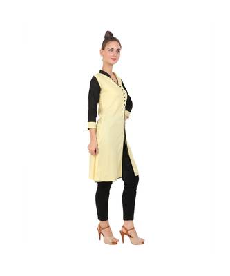 yellow printed rayon kurti 3