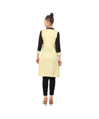 yellow printed rayon kurti 4