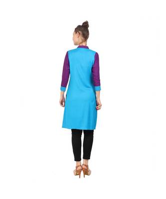 turquoise printed rayon kurti 4