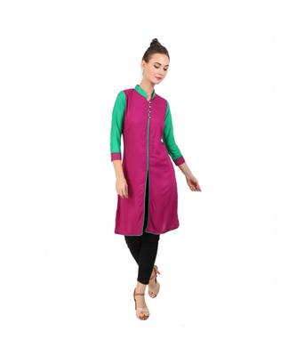 magenta printed rayon kurti 1