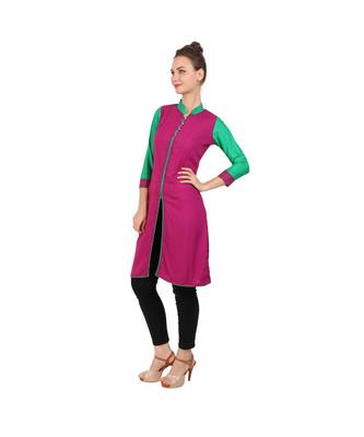 magenta printed rayon kurti 3