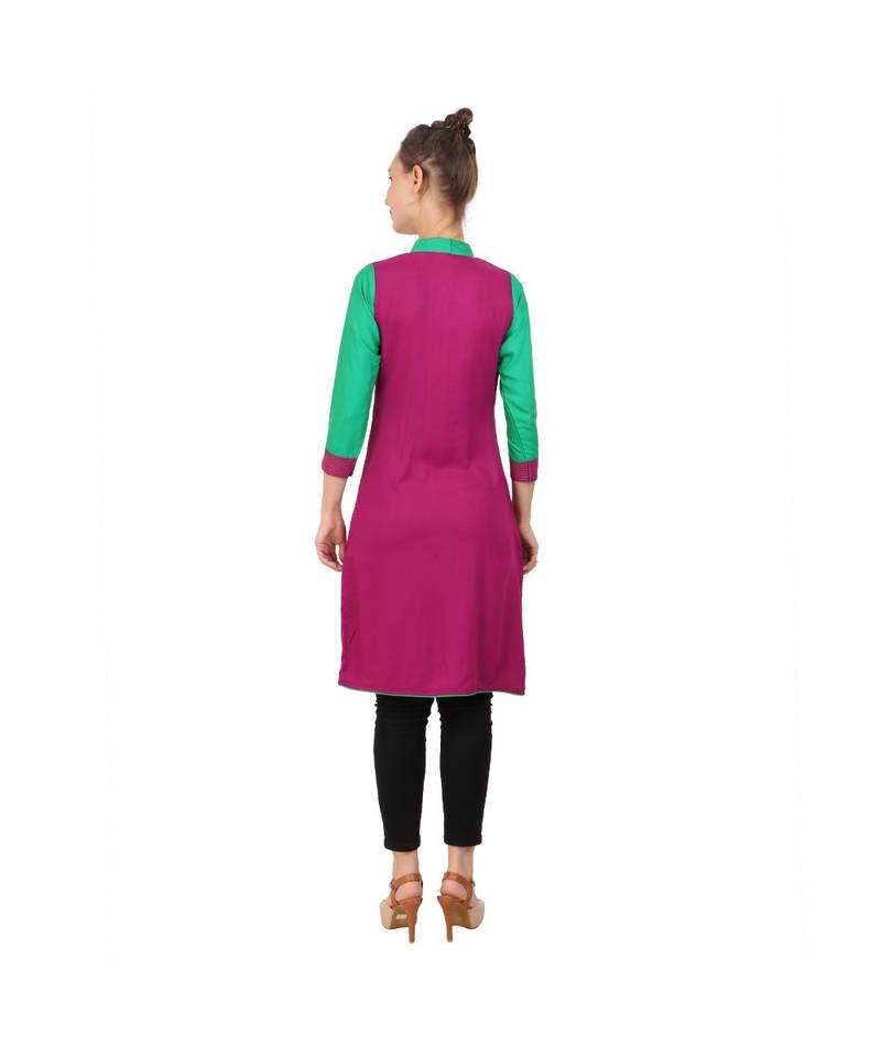 magenta printed rayon kurti