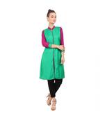 green printed rayon kurti