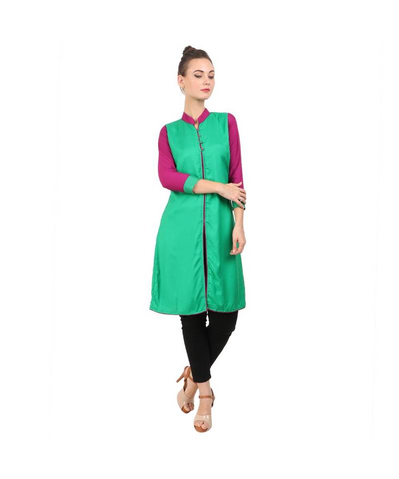 green printed rayon kurti