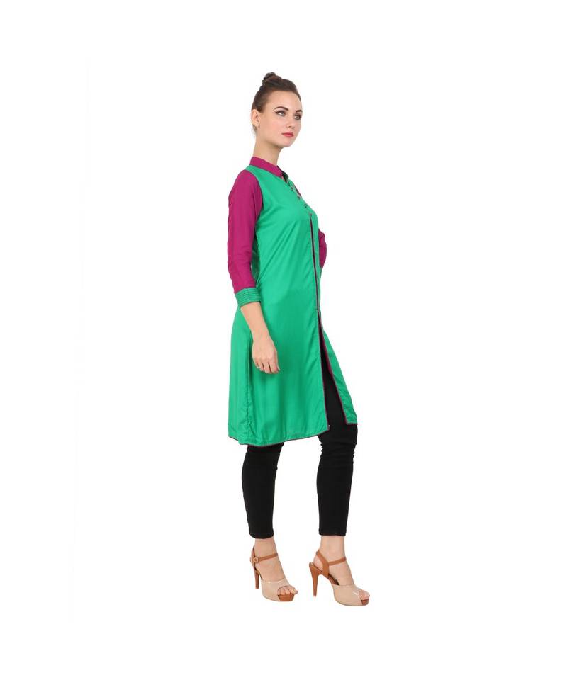green printed rayon kurti