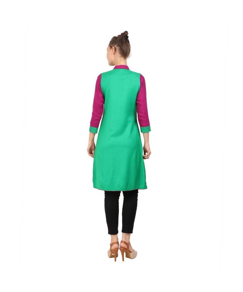 green printed rayon kurti