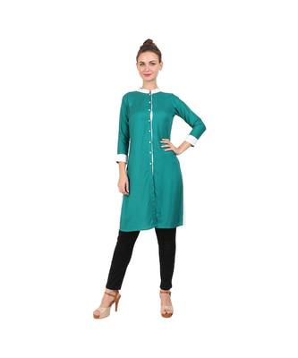 green printed rayon kurti 1