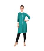 green printed rayon kurti
