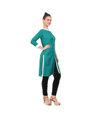green printed rayon kurti 2