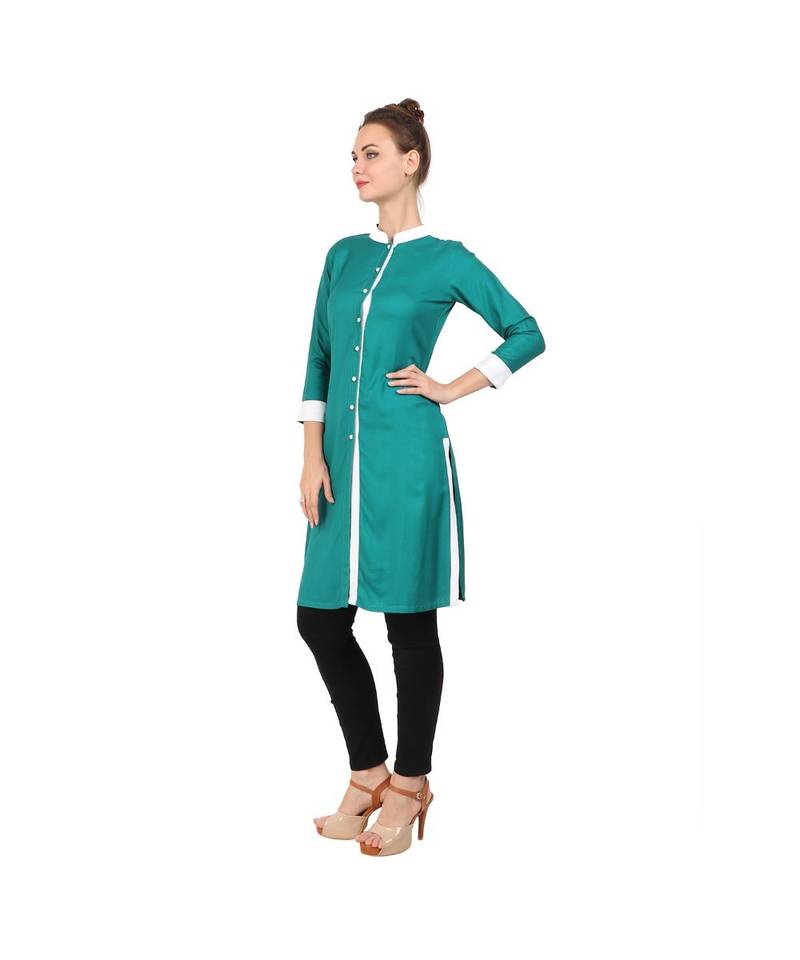 green printed rayon kurti