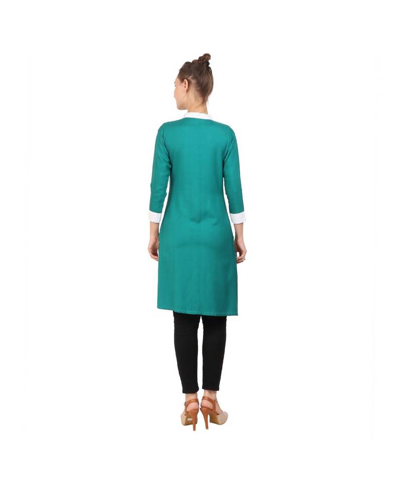 green printed rayon kurti