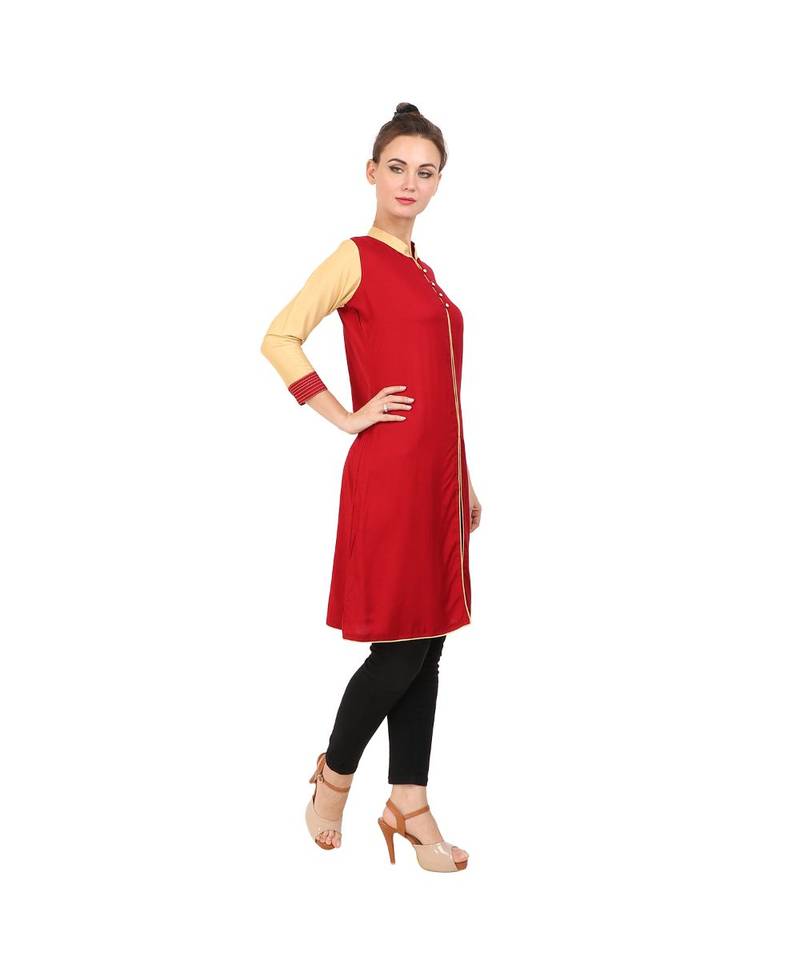 red printed rayon kurti