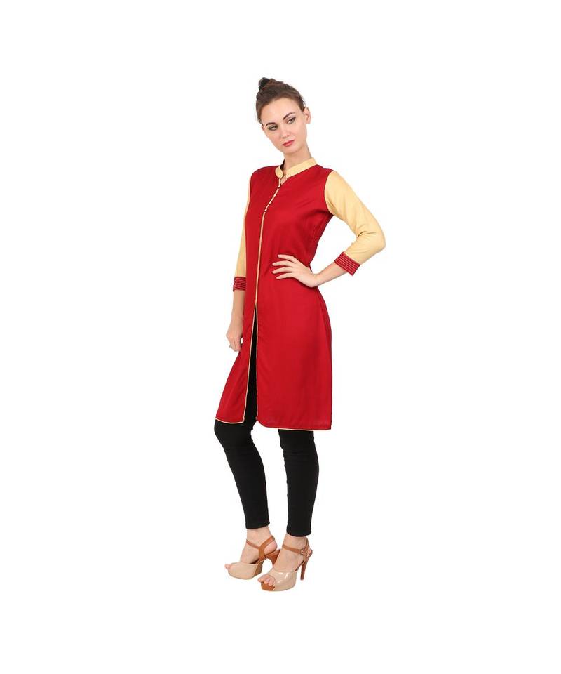 red printed rayon kurti