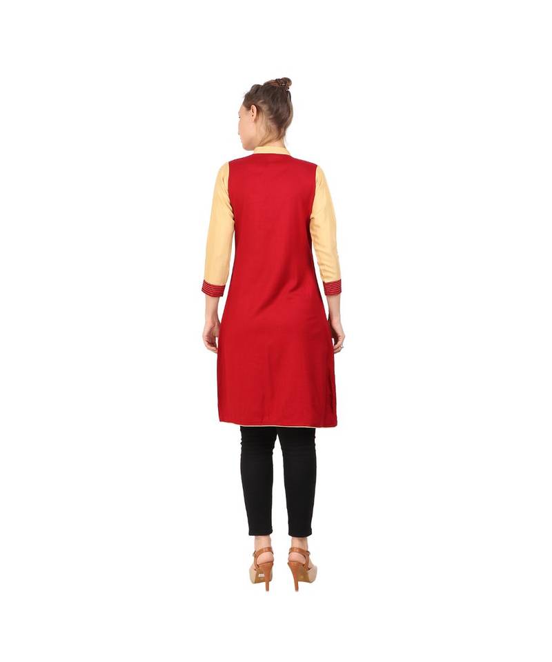 red printed rayon kurti