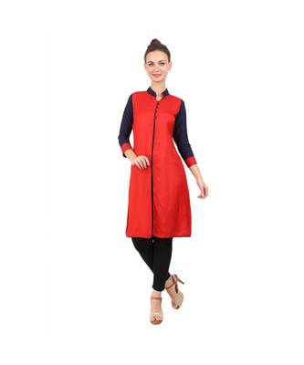 red printed rayon kurti 1