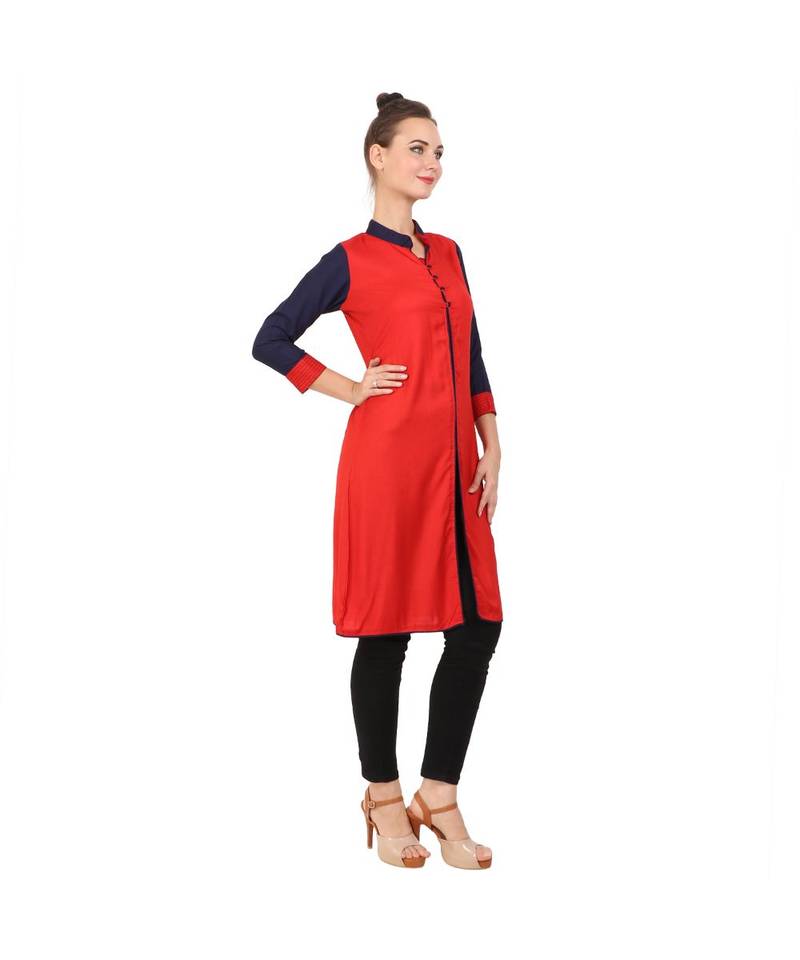 red printed rayon kurti