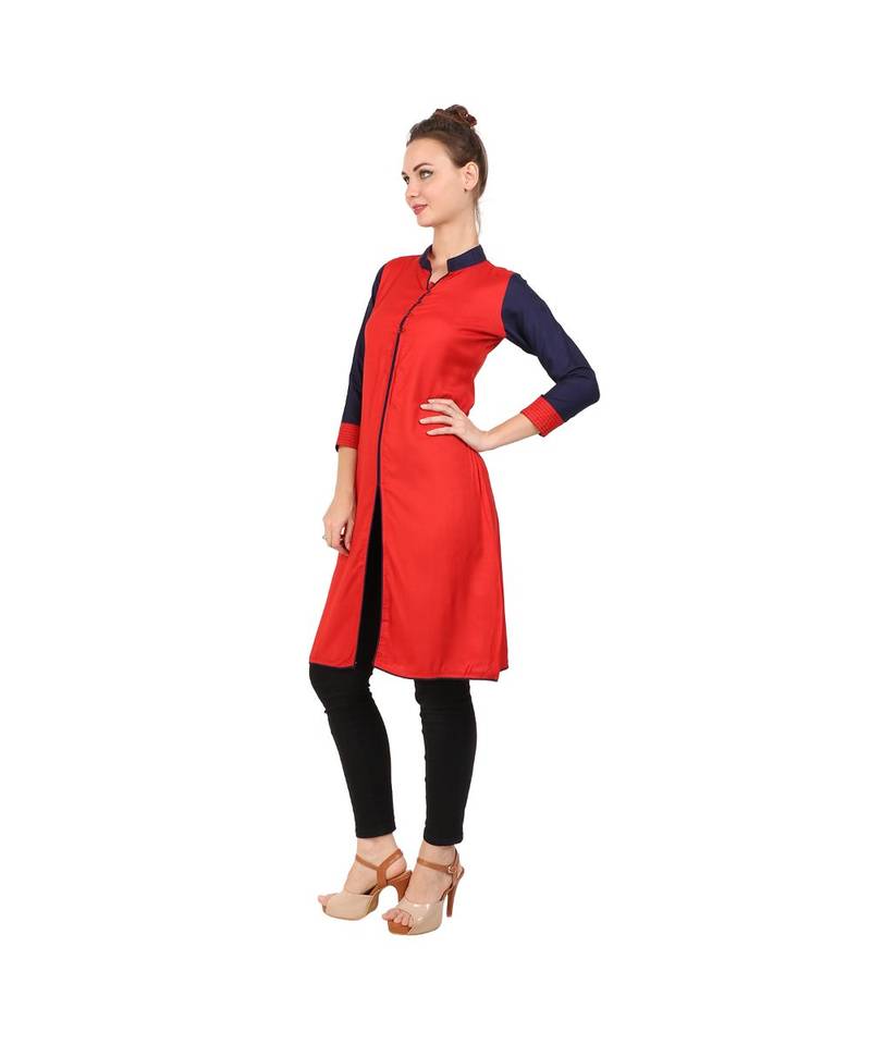 red printed rayon kurti