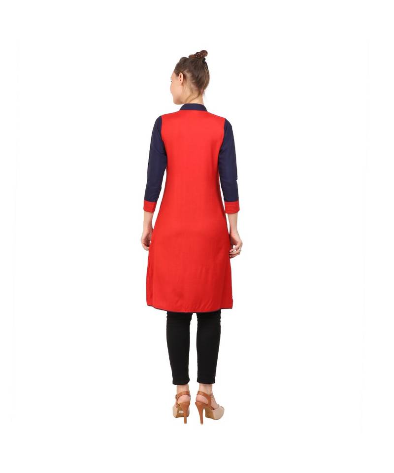 red printed rayon kurti