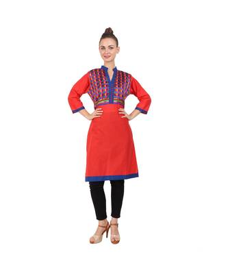 red printed rayon kurti 1