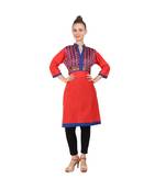 red printed rayon kurti
