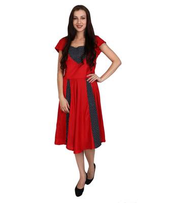 red printed rayon kurti 1