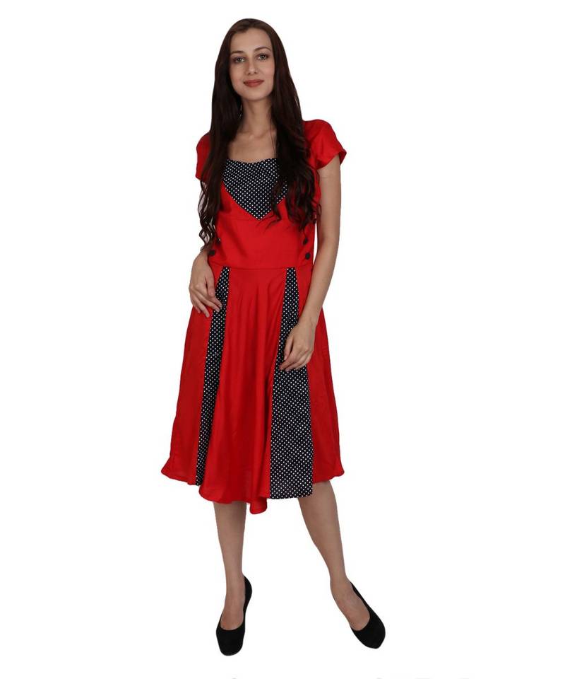 red printed rayon kurti