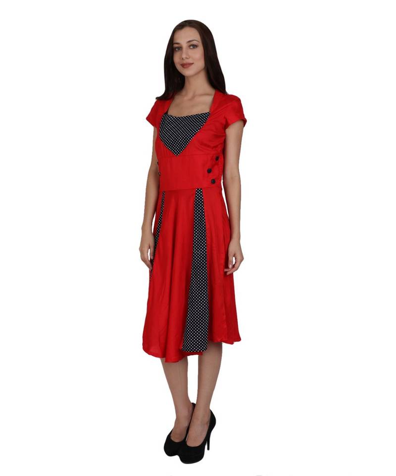 red printed rayon kurti