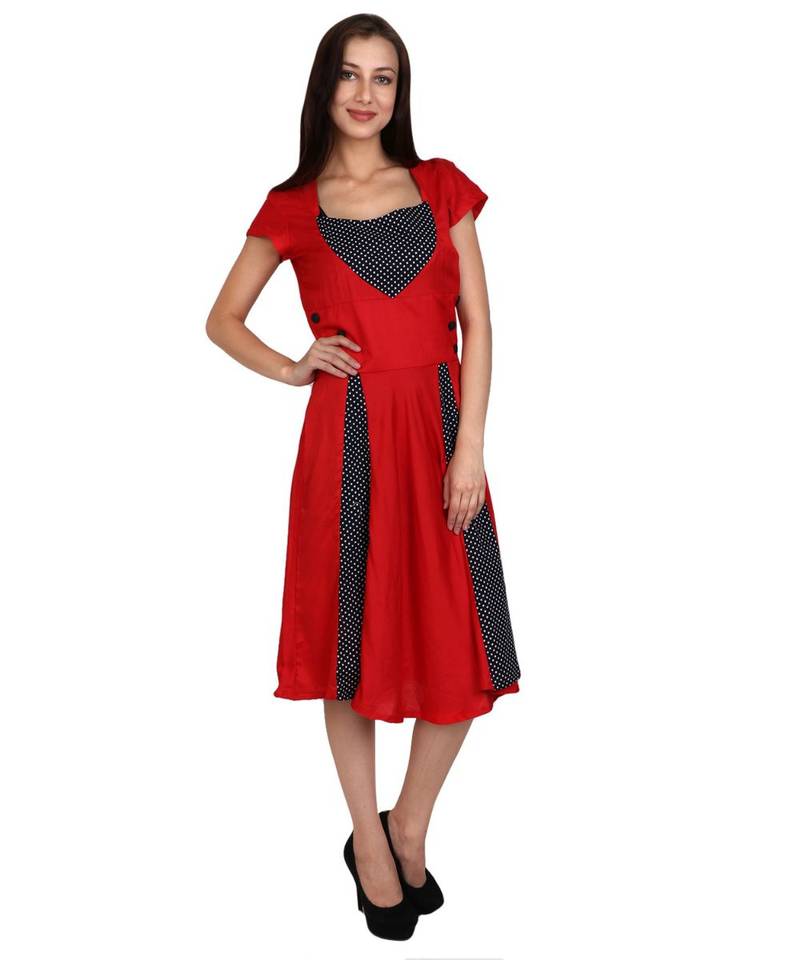 red printed rayon kurti