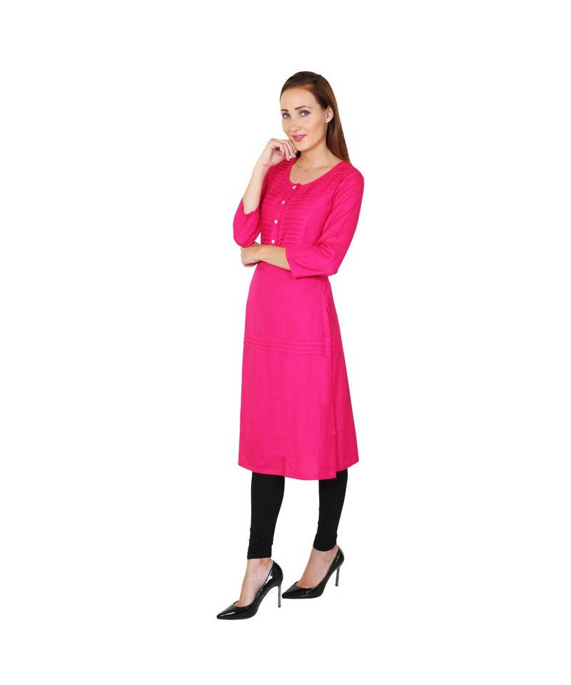 magenta printed rayon kurti