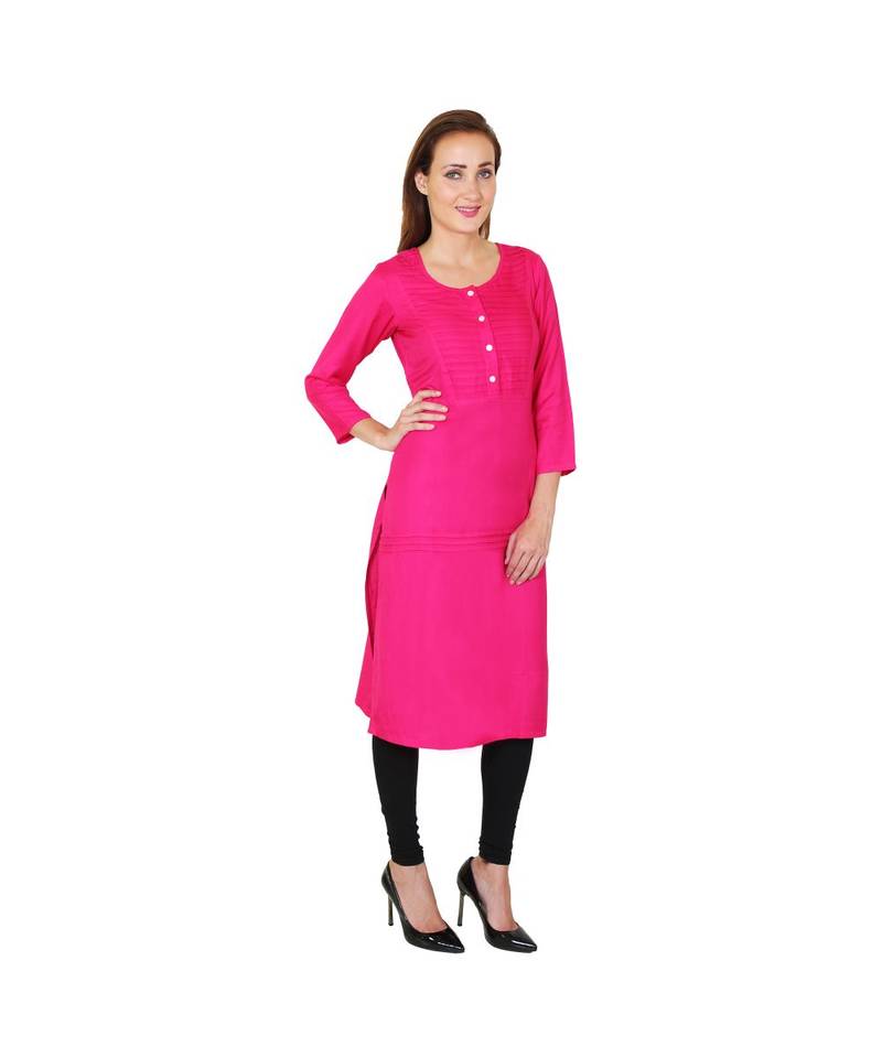 magenta printed rayon kurti